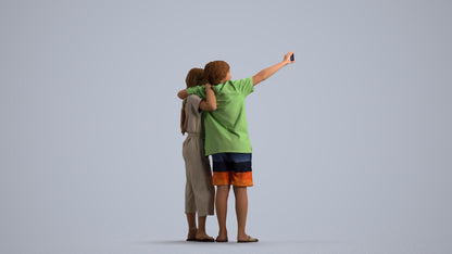 realistic 3D human girl kids, archviz people FBX OBJ for Blender, front view render