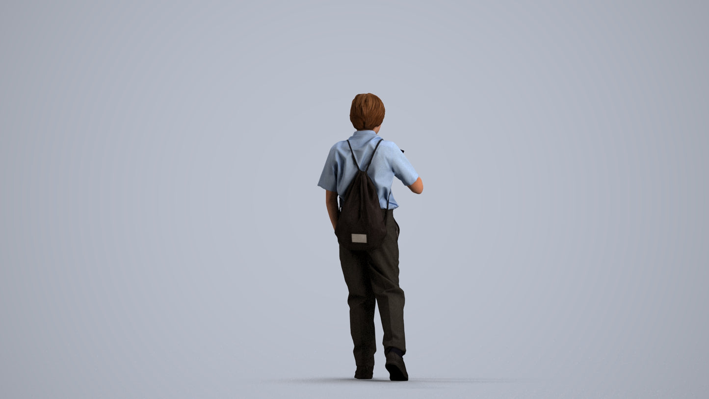 scanned 3D boy casual kids, photogrammetry people for Enscape and V-Ray, front view render