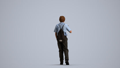 scanned 3D boy casual kids, photogrammetry people for Enscape and V-Ray, front view render