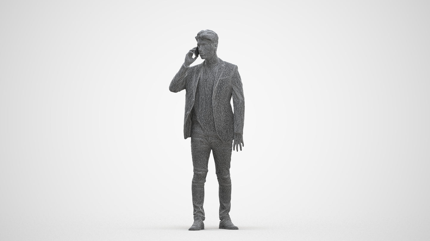 realistic 3D human man casual standing, archviz people FBX OBJ for Blender, three-quarter front view render