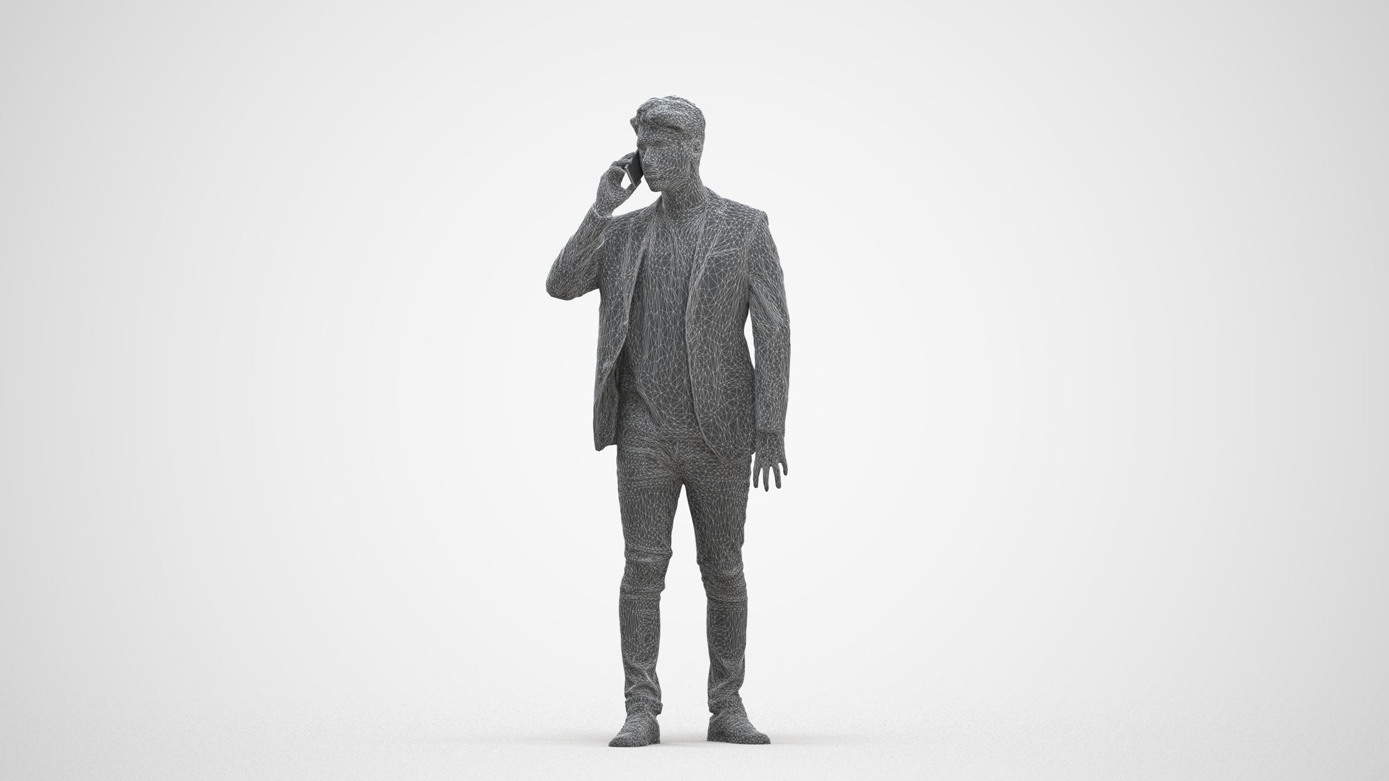 realistic 3D human man casual standing, archviz people FBX OBJ for Blender, three-quarter front view render