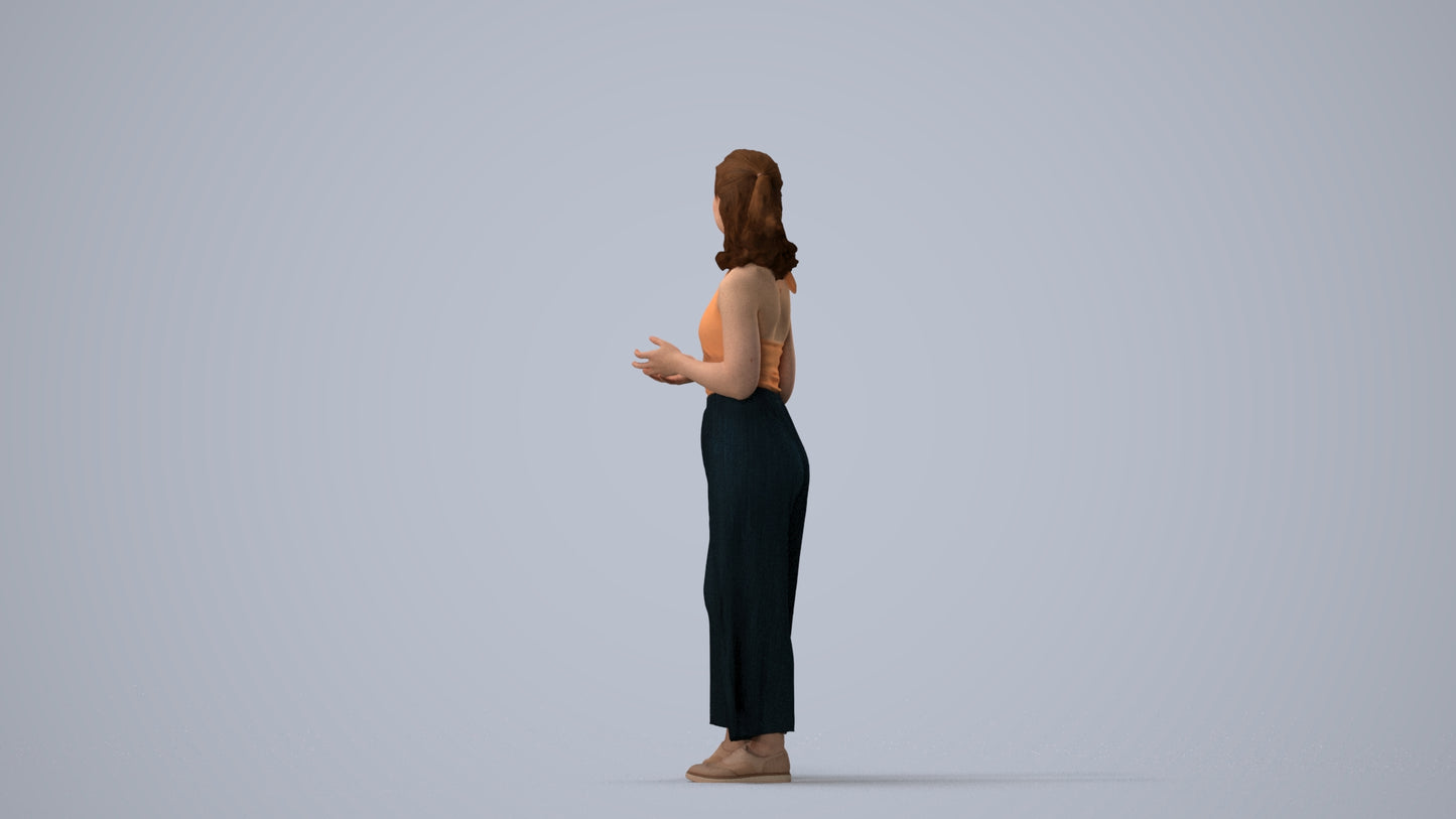 realistic 3D people girl casual kids, render-ready for V-Ray and Corona, FBX OBJ, three-quarter view render