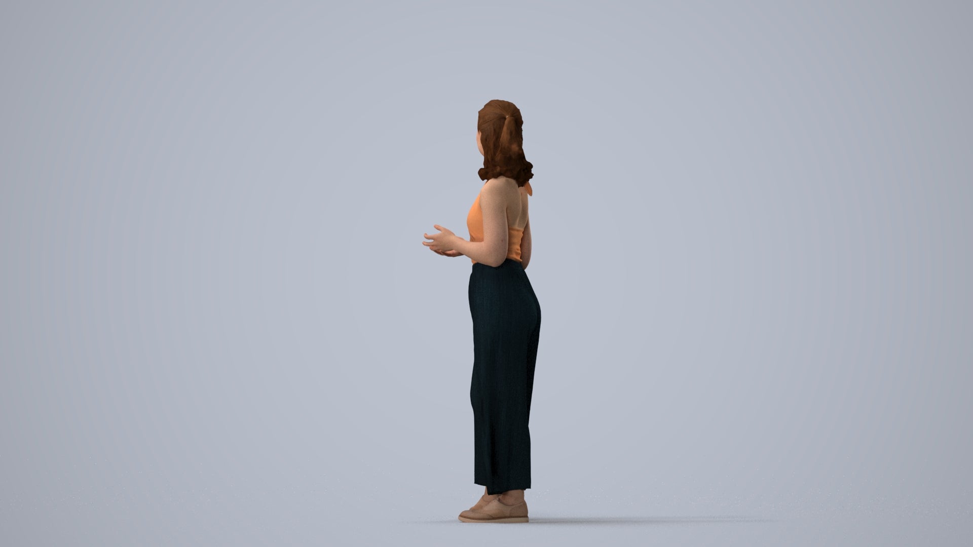 realistic 3D people girl casual kids, render-ready for V-Ray and Corona, FBX OBJ, three-quarter view render