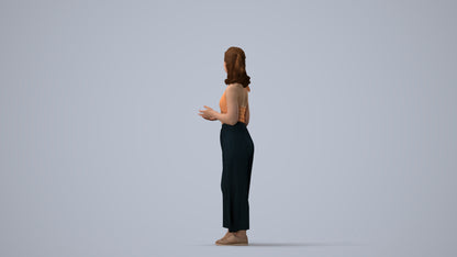 realistic 3D people girl casual kids, render-ready for V-Ray and Corona, FBX OBJ, three-quarter view render
