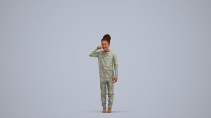 3D human model girl kids, photogrammetry scanned person for archviz, standing pose render