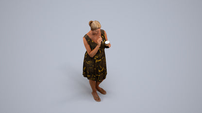 3D people model woman casual standing, scanned human for 3ds Max rendering, back view render