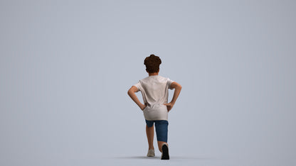 3D people model boy casual kids, scanned human for 3ds Max rendering, front view render
