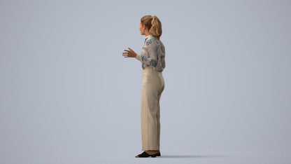 scanned 3D woman casual standing, photogrammetry people for Enscape and V-Ray, three-quarter view render