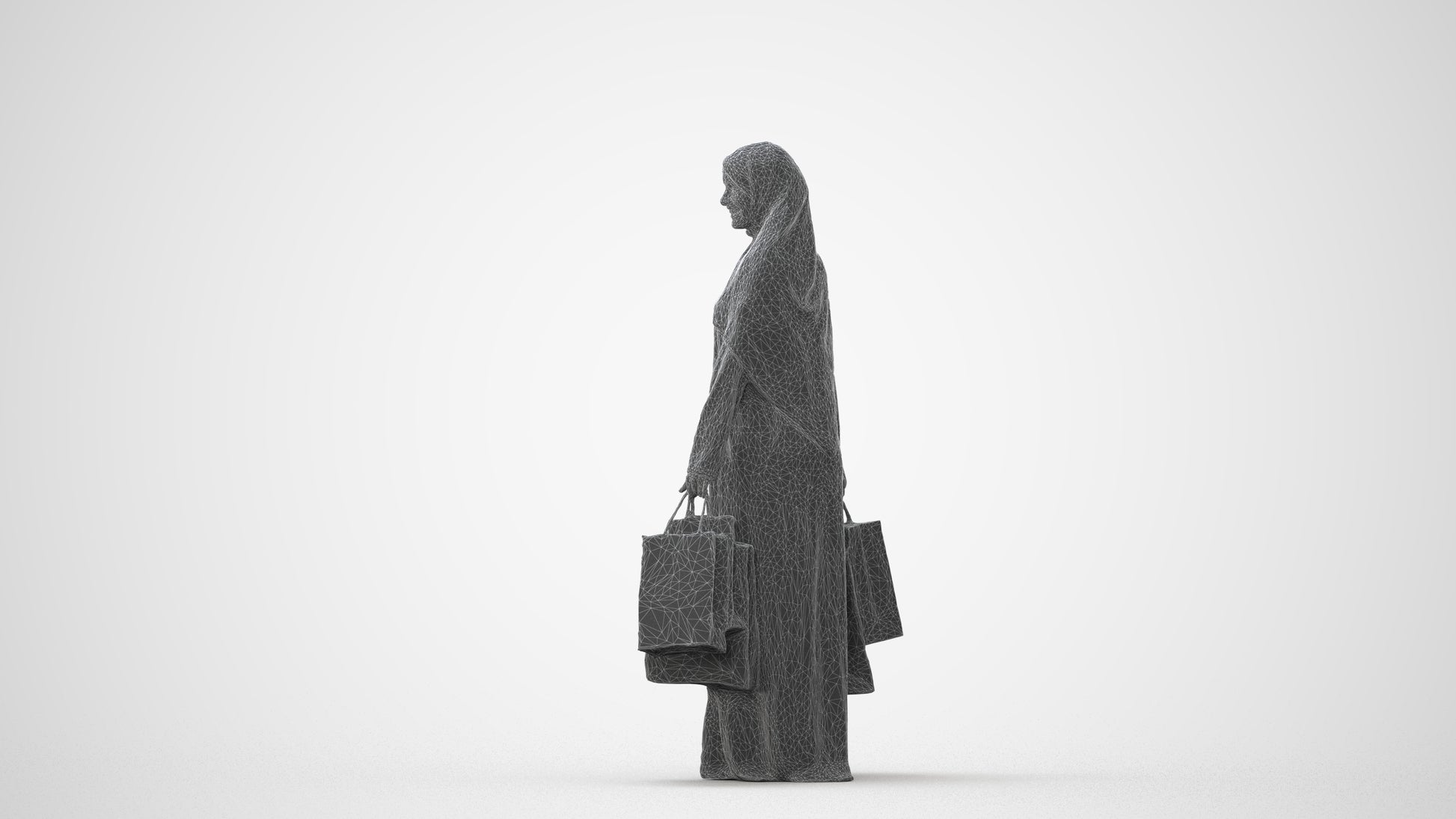 realistic 3D people woman casual shopping, render-ready for V-Ray and Corona, FBX OBJ, square thumbnail