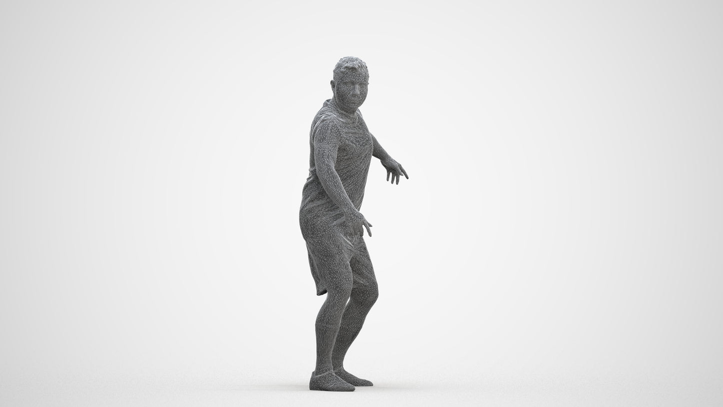 photogrammetry 3D man sport, realistic human model archviz FBX, three-quarter front view render