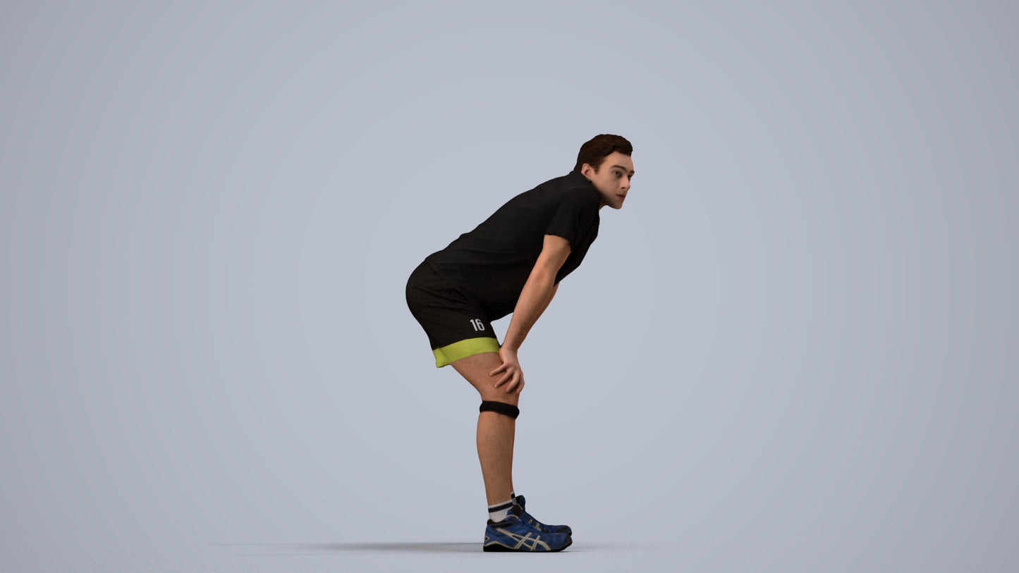 realistic 3D man sport, scanned archviz people for Blender and 3ds Max, side view render