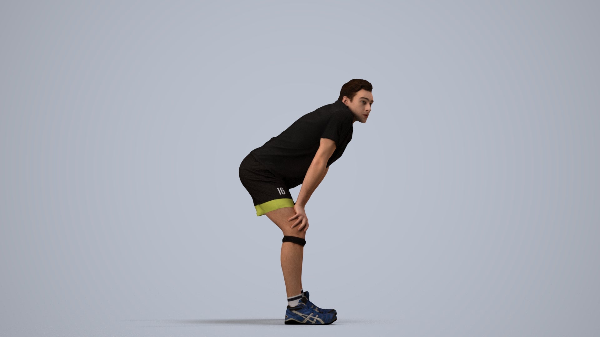 realistic 3D man sport, scanned archviz people for Blender and 3ds Max, side view render