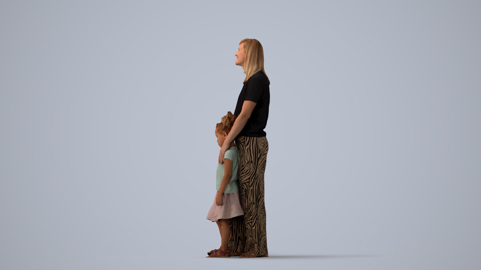3D people model girl casual kids, scanned human for 3ds Max rendering, three-quarter view render