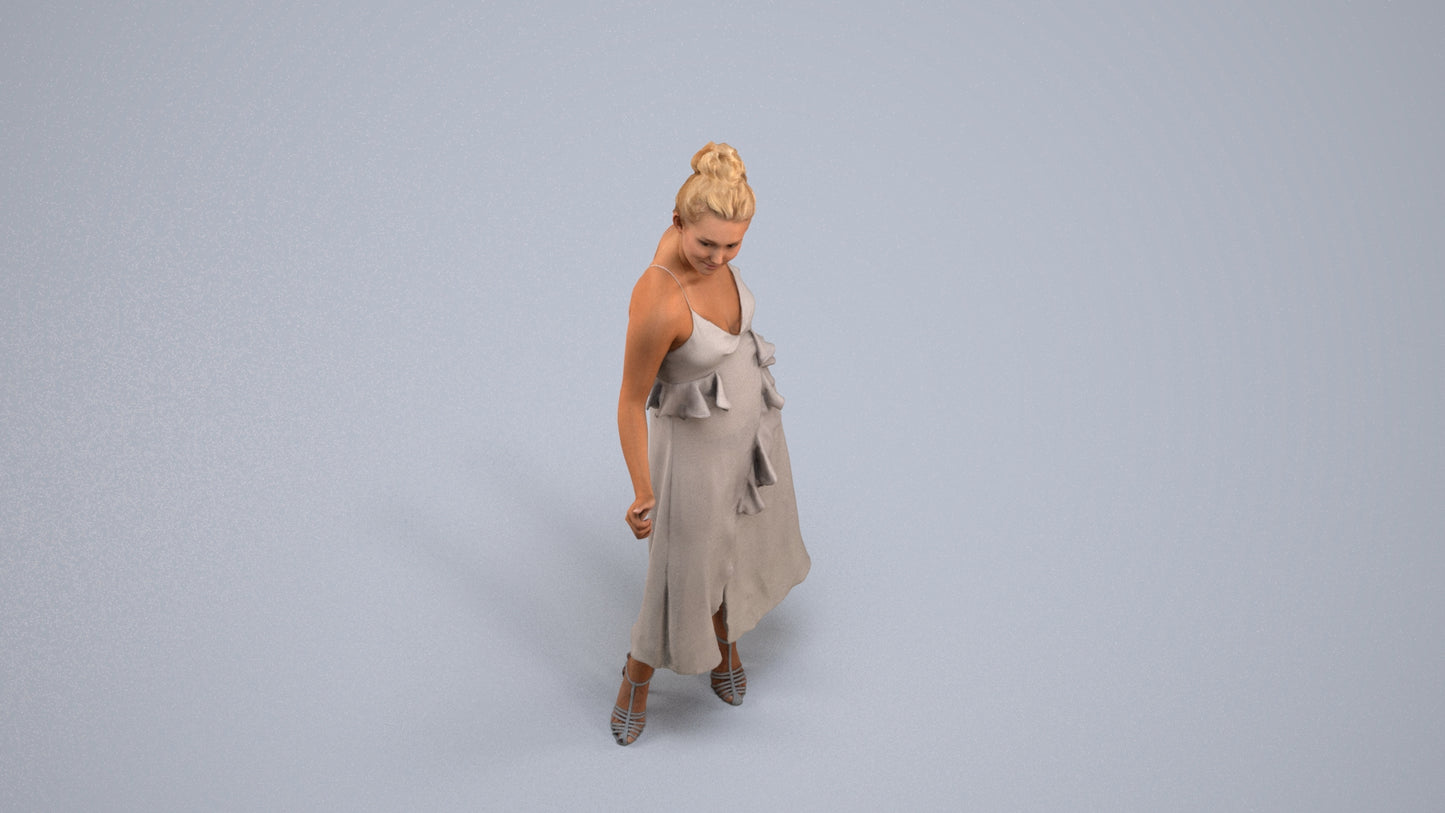 3D people model woman formal door, scanned human for 3ds Max rendering, back view render