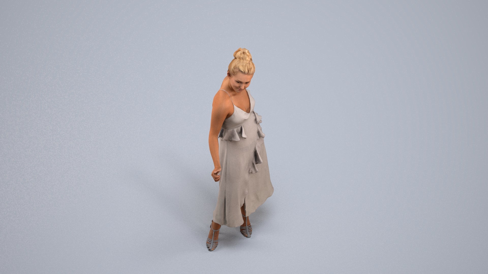 3D people model woman formal door, scanned human for 3ds Max rendering, back view render
