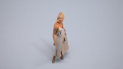 3D people model woman formal door, scanned human for 3ds Max rendering, back view render