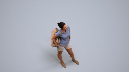 3D scanned woman standing casual, photorealistic archviz people for Enscape and SketchUp, back view render