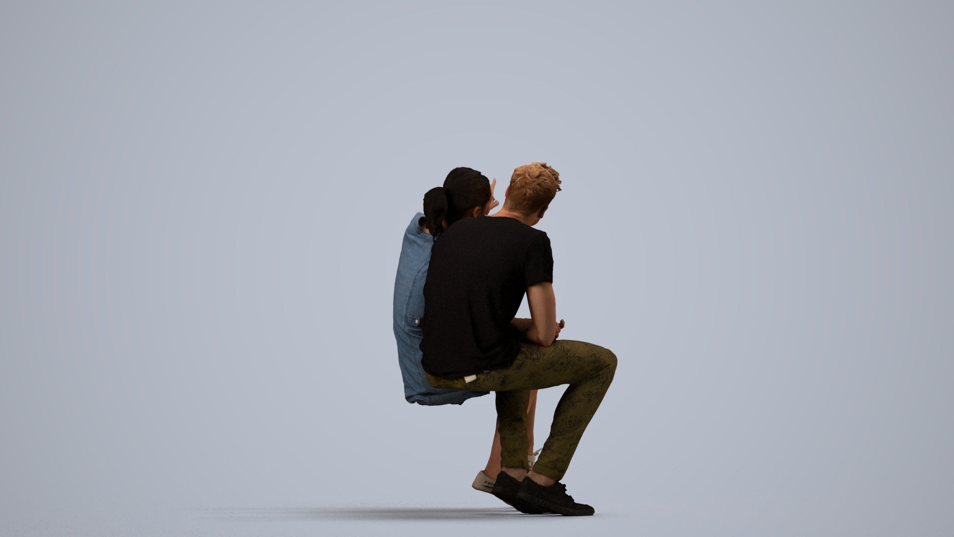 scanned 3D woman casual business, photogrammetry people for Enscape and V-Ray, side view render