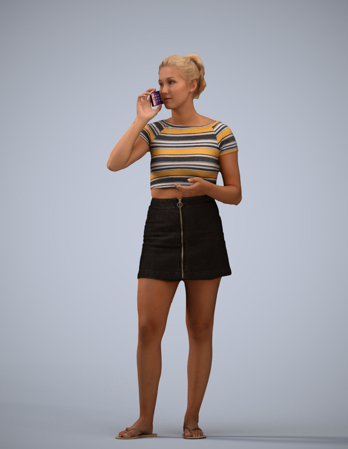 realistic 3D woman casual standing, scanned archviz people for Blender and 3ds Max