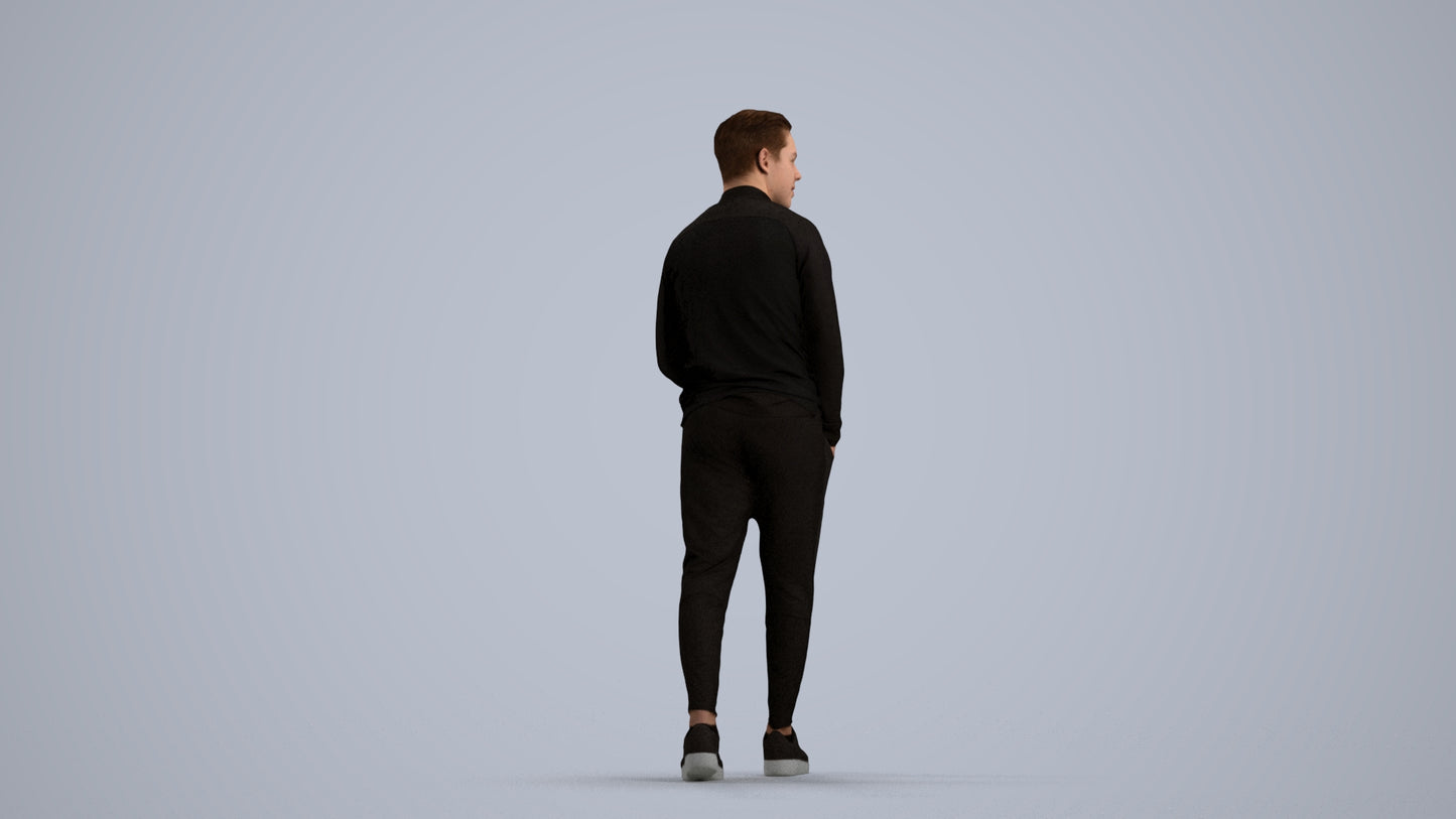 realistic 3D boy casual kids, scanned archviz people for Blender and 3ds Max, front view render