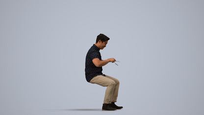 scanned 3D man casual business, photogrammetry people for Enscape and V-Ray, side view render