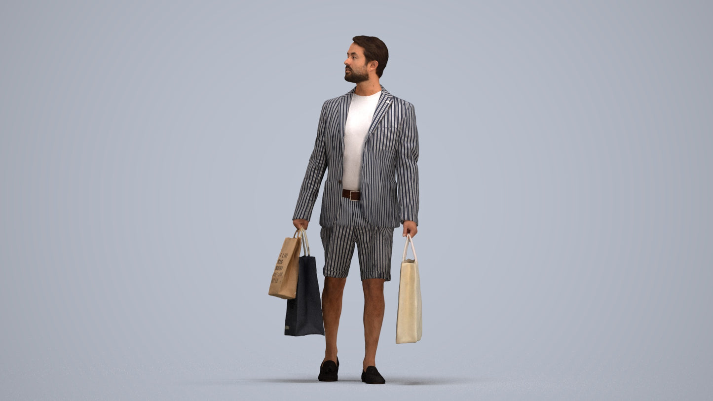 photogrammetry 3D man casual formal, realistic human model archviz FBX, standing pose render