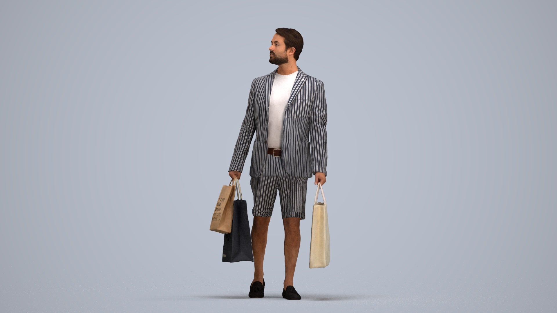 photogrammetry 3D man casual formal, realistic human model archviz FBX, standing pose render