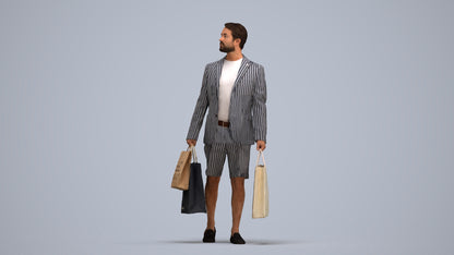 photogrammetry 3D man casual formal, realistic human model archviz FBX, standing pose render
