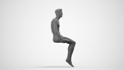 realistic 3D man pool, scanned archviz people for Blender and 3ds Max, wireframe side view