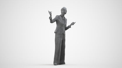 scanned 3D woman business, photogrammetry people for Enscape and V-Ray, wireframe side view