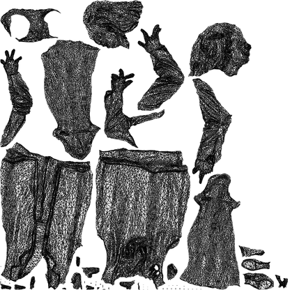 realistic 3D woman business, scanned archviz people for Blender and 3ds Max, wireframe top-down view