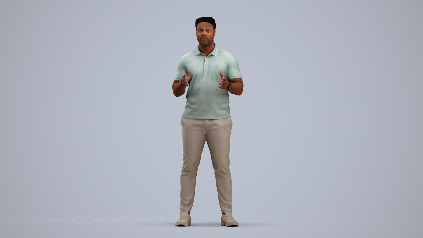 3D scanned man standing casual, photorealistic archviz people for Enscape and SketchUp, standing pose render