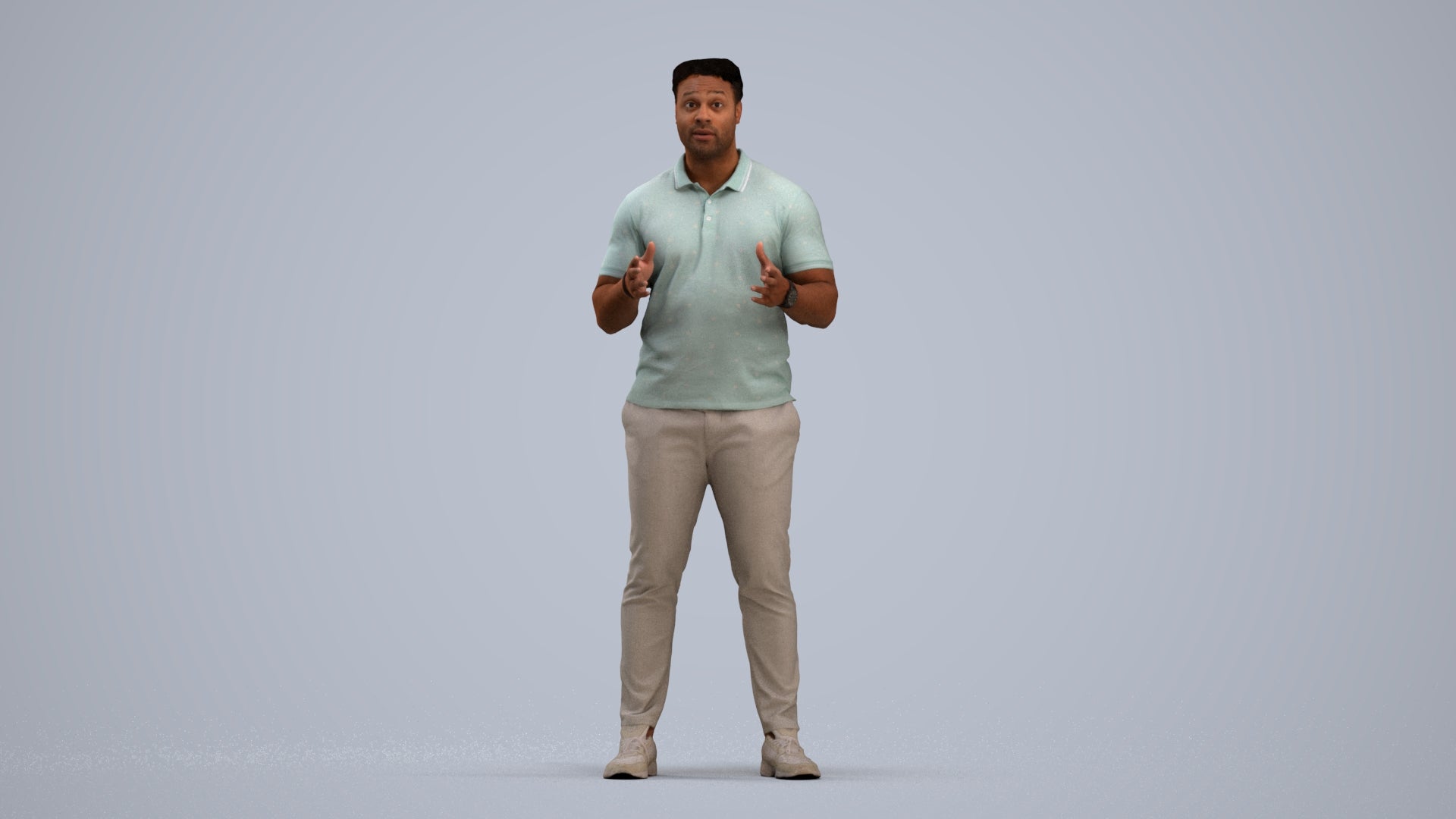 3D scanned man standing casual, photorealistic archviz people for Enscape and SketchUp, standing pose render