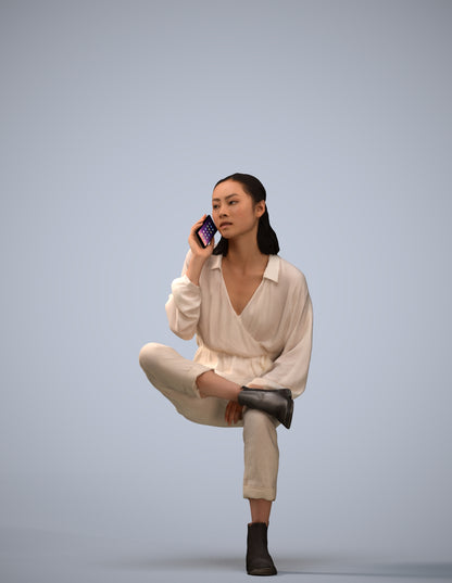 3D people model woman casual sitting, scanned human for 3ds Max rendering