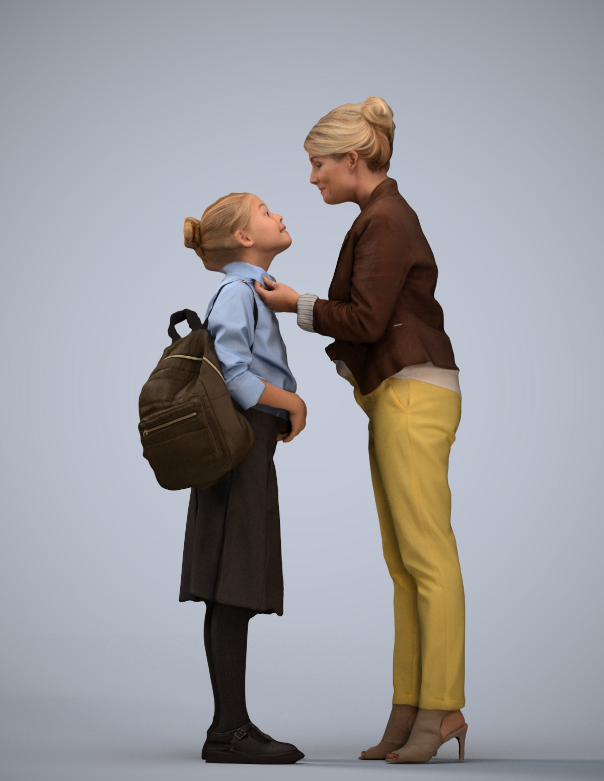 3D scanned girl kids casual, photorealistic archviz people for Enscape and SketchUp