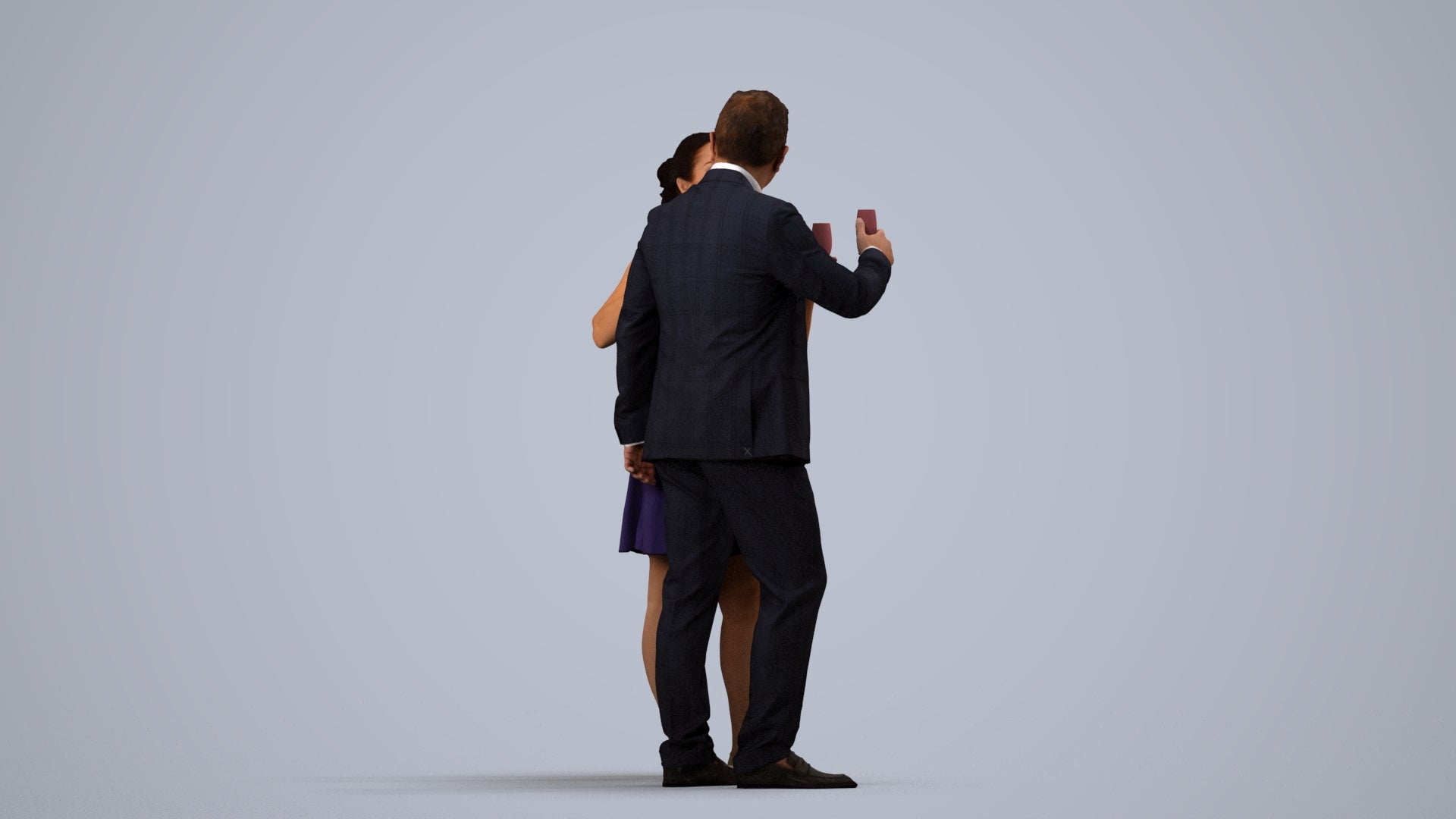 photogrammetry 3D woman formal couple, realistic human model archviz FBX, side view render