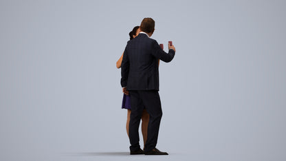 photogrammetry 3D woman formal couple, realistic human model archviz FBX, side view render
