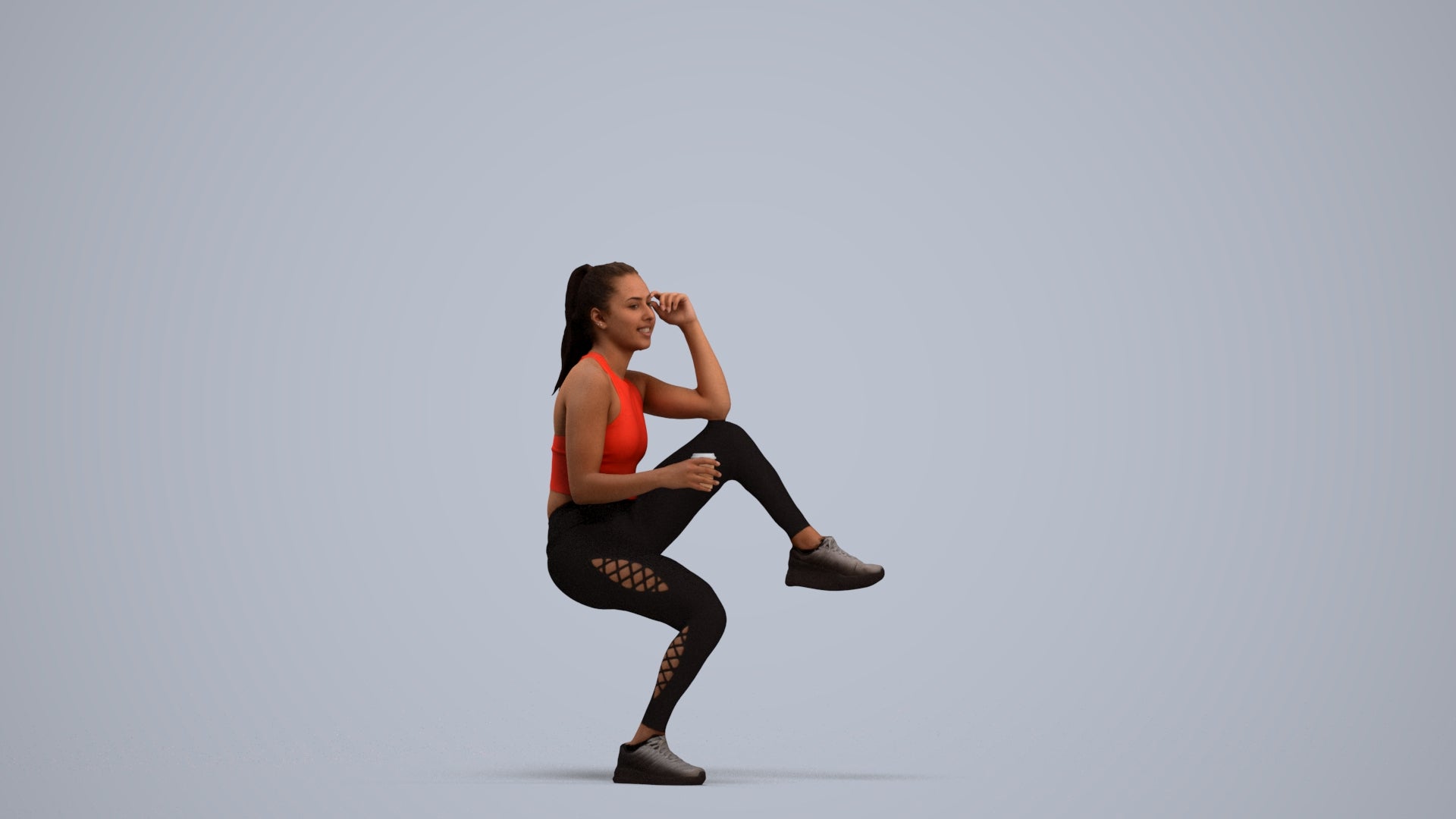 scanned 3D woman sport, photogrammetry people for Enscape and V-Ray, standing pose render