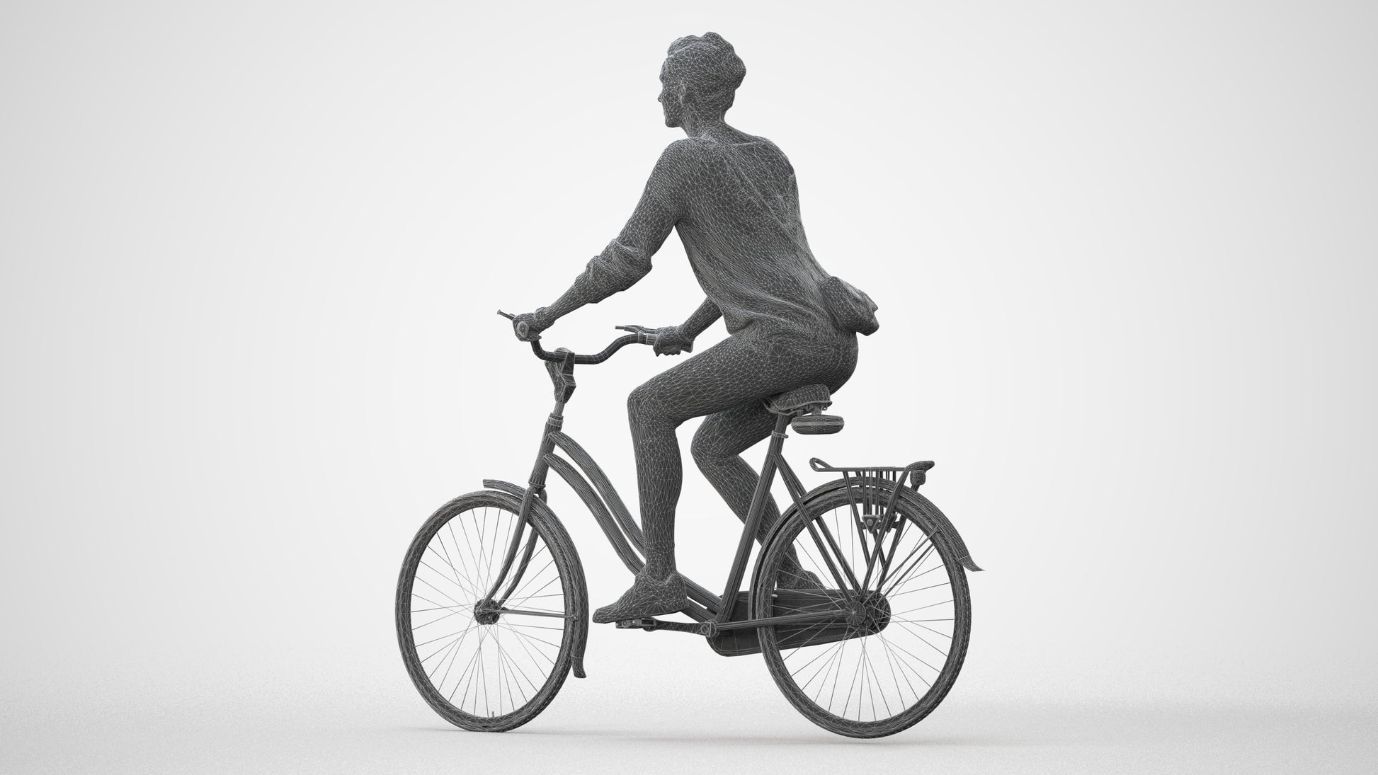 scanned 3D woman casual cycling, photogrammetry people for Enscape and V-Ray, square thumbnail