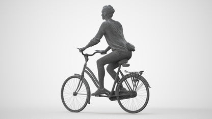 scanned 3D woman casual cycling, photogrammetry people for Enscape and V-Ray, square thumbnail