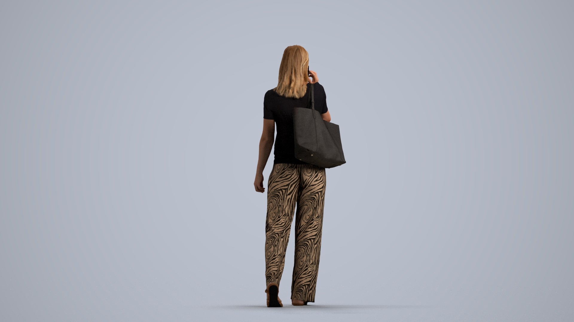 realistic 3D people woman casual walking, render-ready for V-Ray and Corona, FBX OBJ, front view render