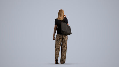 realistic 3D people woman casual walking, render-ready for V-Ray and Corona, FBX OBJ, front view render