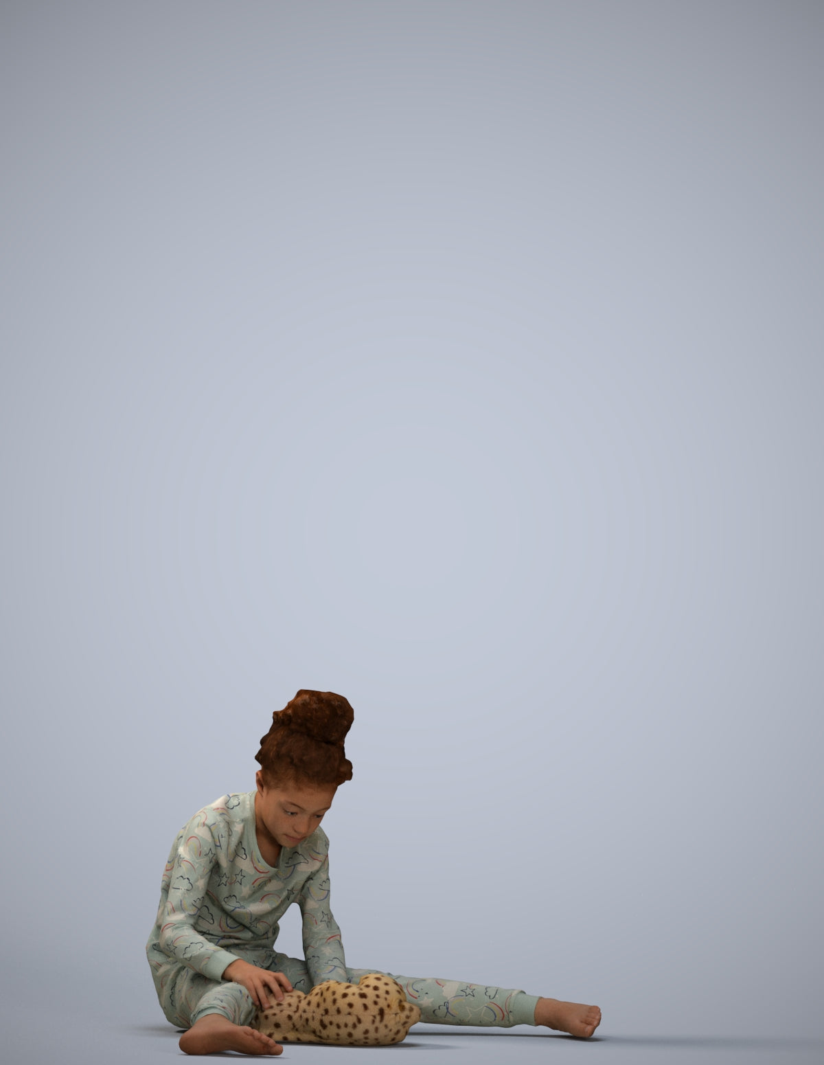 3D human model girl kids, photogrammetry scanned person for archviz
