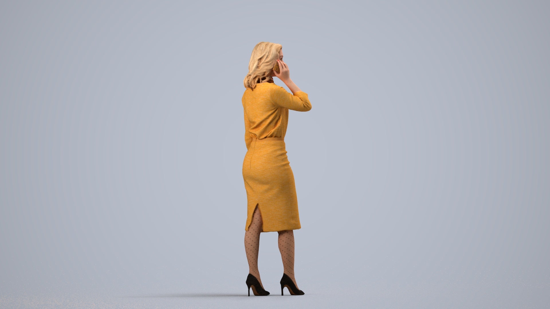 realistic 3D people woman business walking, render-ready for V-Ray and Corona, FBX OBJ, side view render