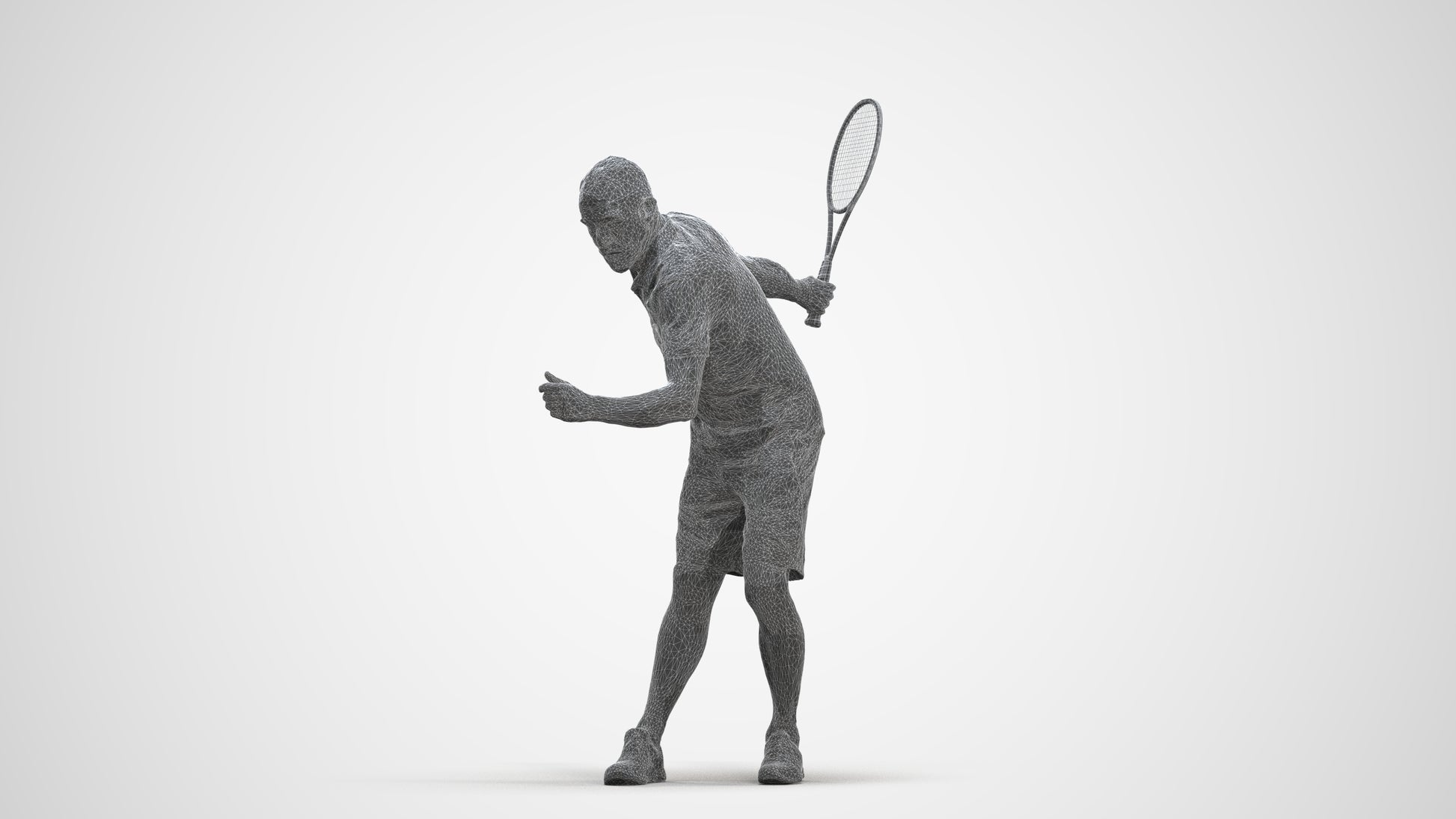 photogrammetry 3D senior man sport, realistic human model archviz FBX, three-quarter front view render