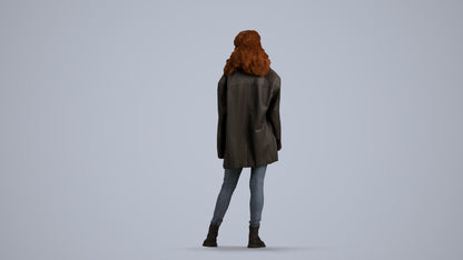 realistic 3D human woman casual standing, archviz people FBX OBJ for Blender, front view render