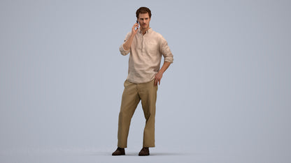 realistic 3D human man casual standing, archviz people FBX OBJ for Blender, standing pose render