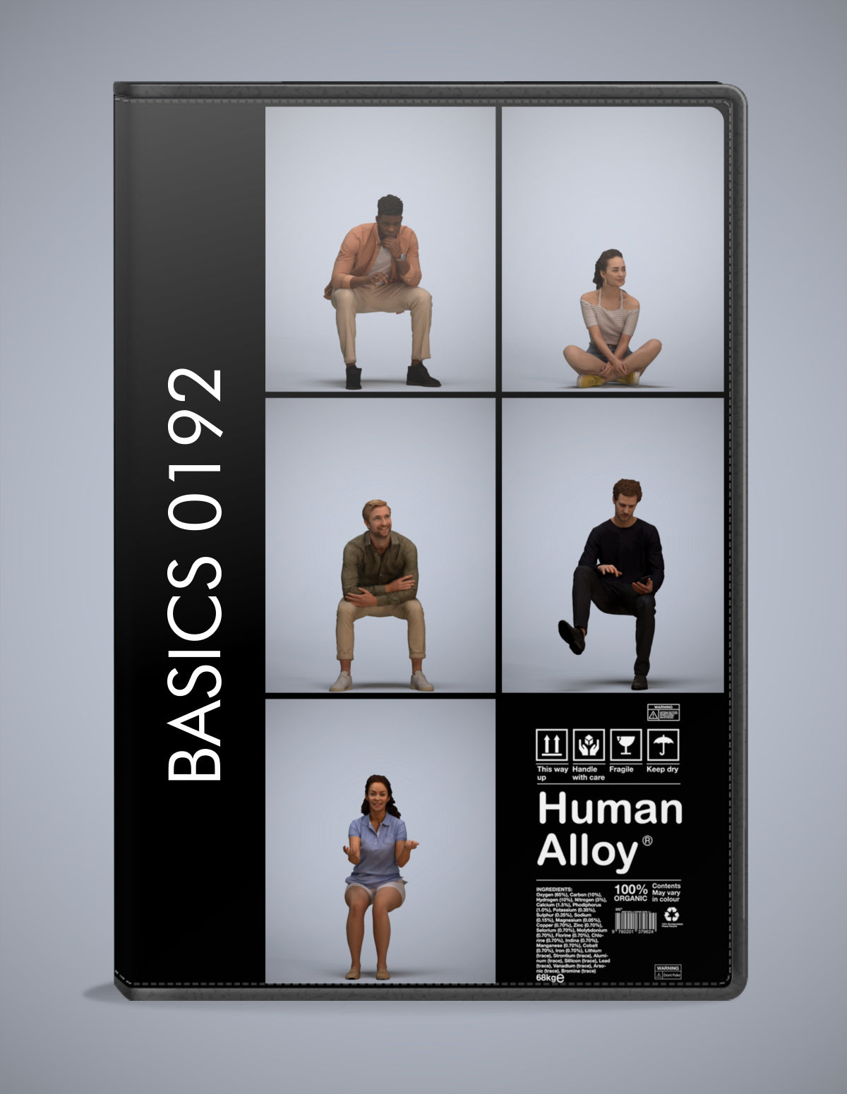 realistic 3D people sitting set, 5 render-ready models for V-Ray and Corona