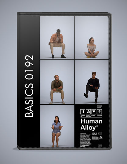 realistic 3D people sitting set, 5 render-ready models for V-Ray and Corona