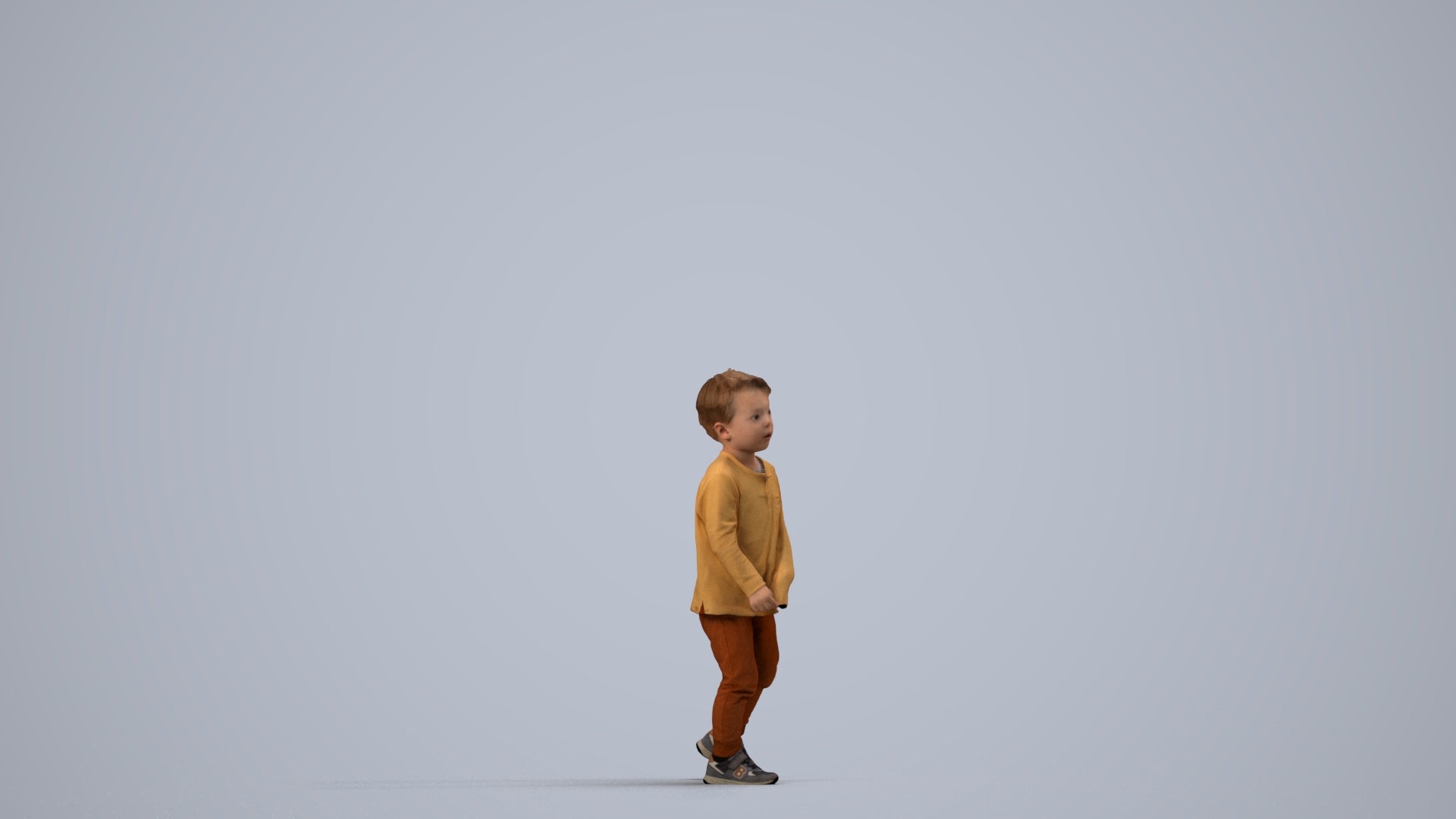 3D people model boy casual kids, scanned human for 3ds Max rendering, side view render